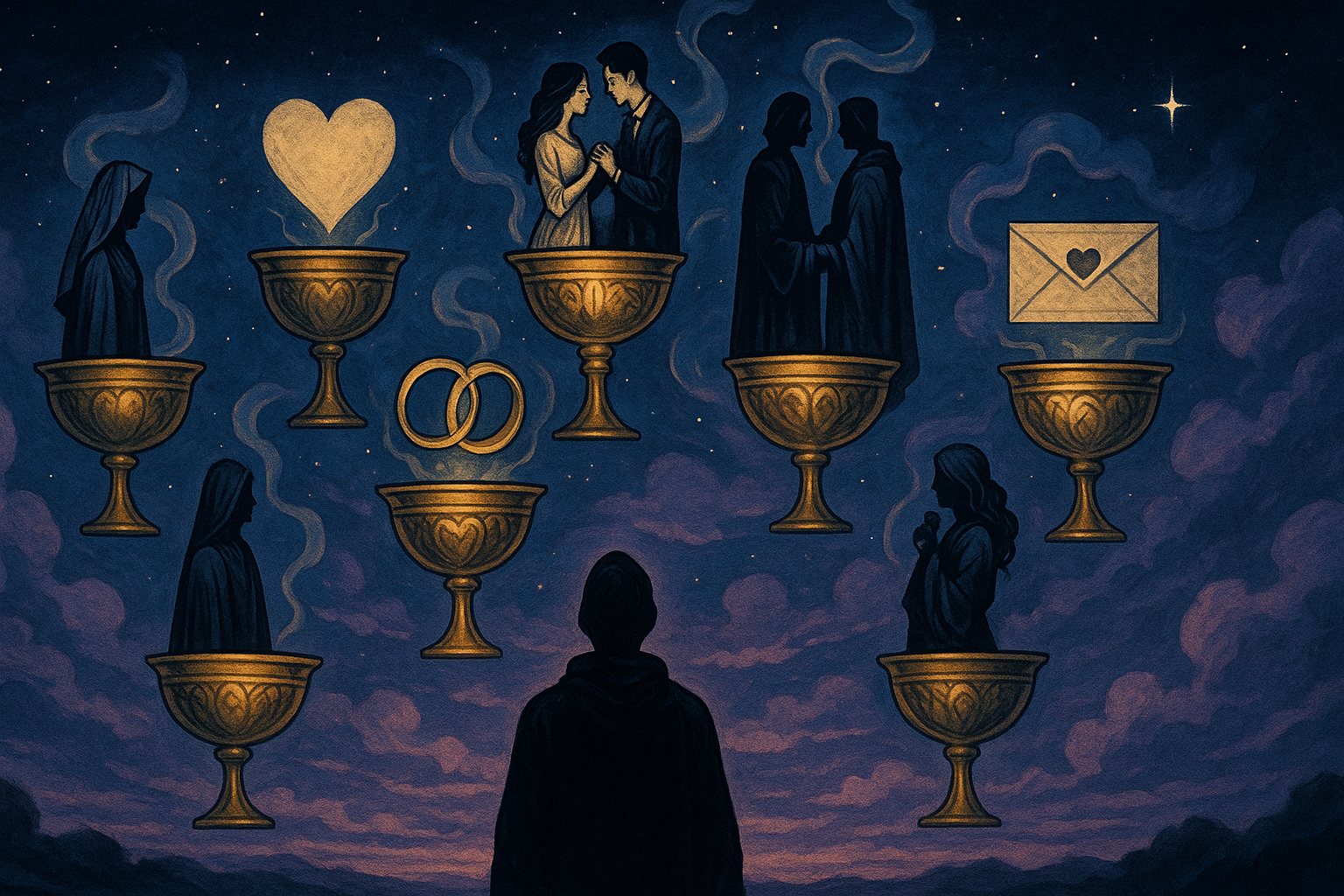 Seven of Cups in a Love Reading — Too Many Options and Unclear Feelings